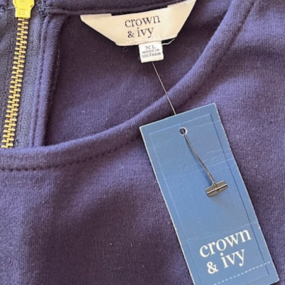 Crown & Ivy navy Knit shift with Tassels Dress NWT SXL - Picture 4 of 7